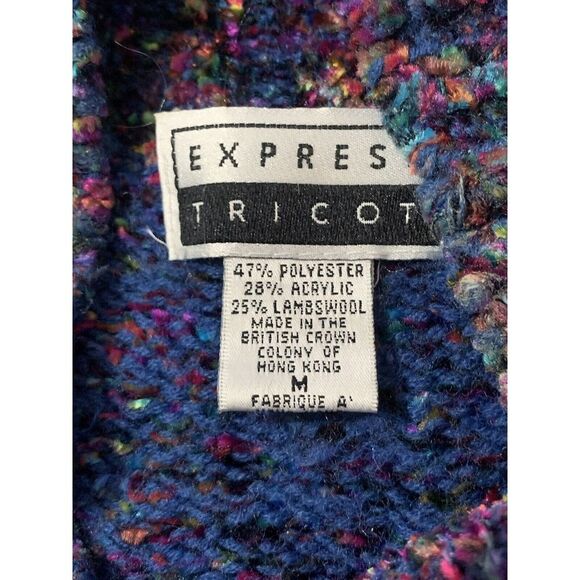 Vintage Express Tricot Women's Sweater Rainbow Lambs Wool Blend Size M Mock Neck - Picture 12 of 14